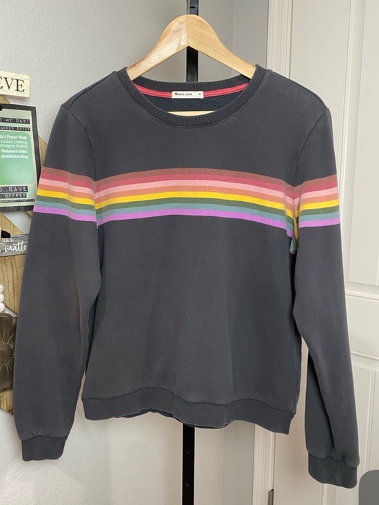 Marine Layer Tops - ⛱️🔥Marine Layer - Black Rainbow Stripe Sweatshirt - M